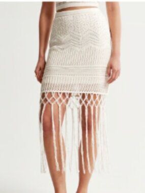 Abercrombie and Fitch Crotchet Cream Fringe Mini Skirt Sizes S and M